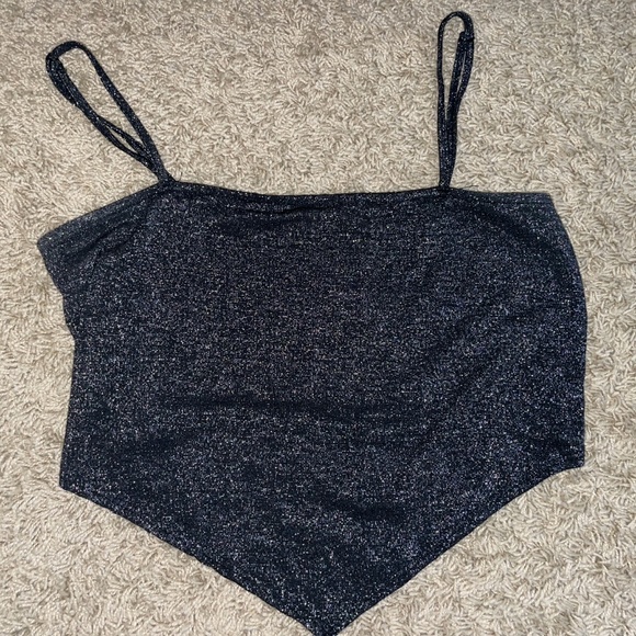 Garage Silver/Black Asymmetrical Tank Top (M) - Picture 1 of 1